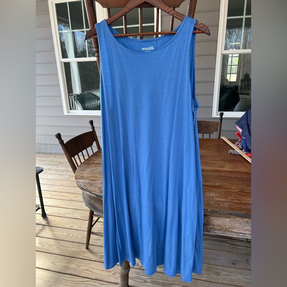 EUC Wool& Wooland camellia tank dress blue wool blend women’s size 1X - Picture 2 of 6